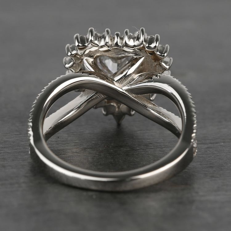 Custom Heart Loose Diamond Engagement Ring in White Gold angle 4