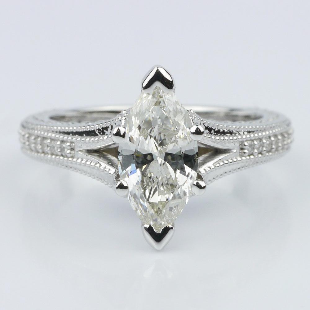 Marquise Diamond Engagement Ring With Split Shank Design