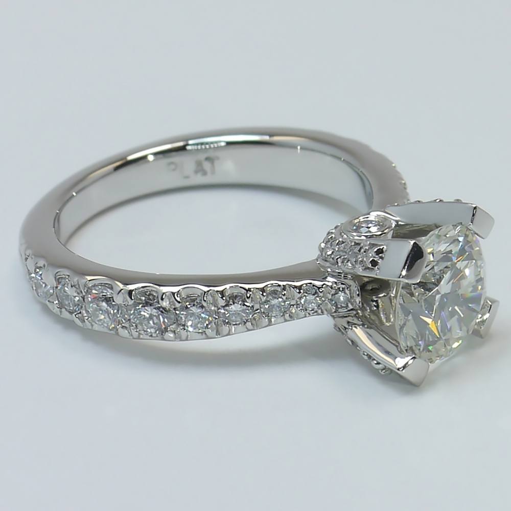 Custom Surprise Pave 1.5 Carat Round Diamond Engagement Ring