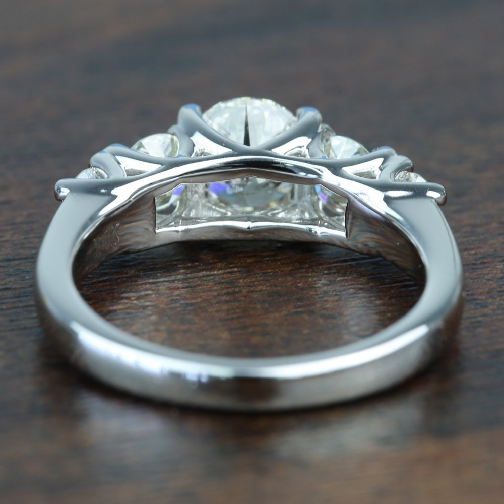 Custom Trellis Five Diamond Engagement Ring In White Gold angle 4