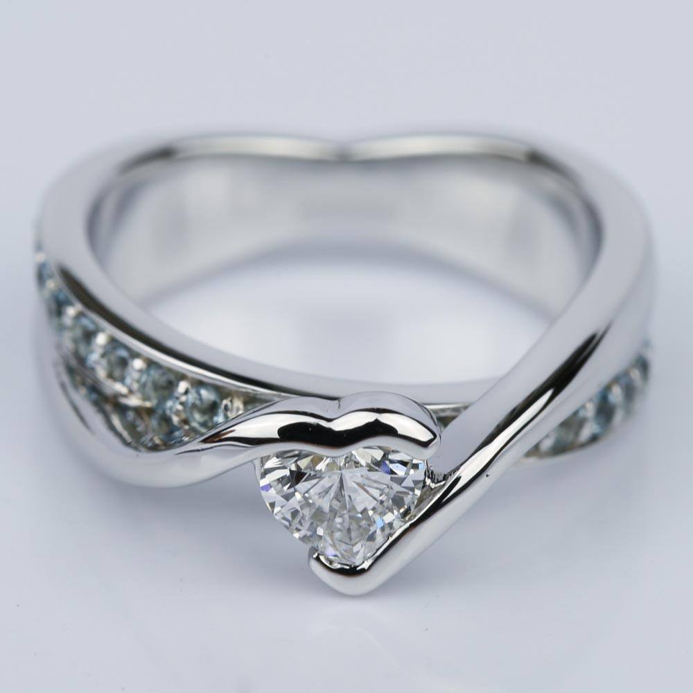 Heart Shaped Aquamarine Engagement Ring In White Gold