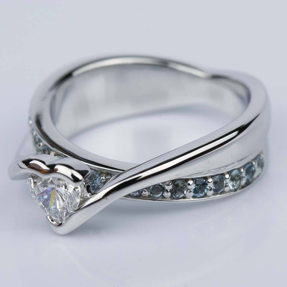 Heart Shaped Aquamarine Engagement Ring In White Gold angle 2