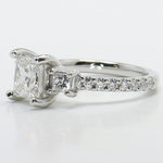 3 Stone Princess Cut White Gold Engagement Ring - small angle 2