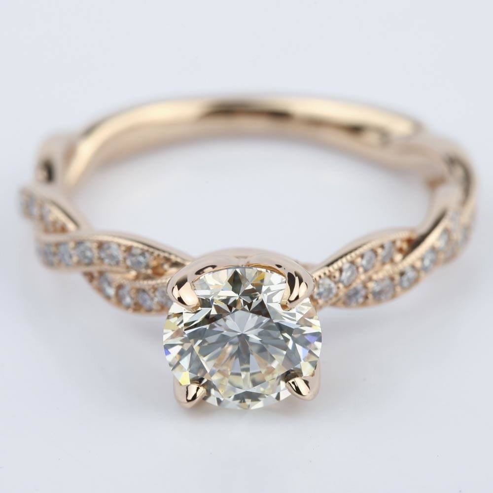 Modern Designer Engagement Ring In Rose Gold (1.28 Carat)