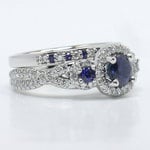 Twisted Halo Sapphire Engagement Ring With Diamond Wedding Band (1 Ct) - small angle 3