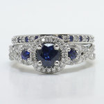 Twisted Halo Sapphire Engagement Ring With Diamond Wedding Band (1 Ct) - small