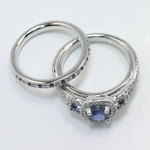 Twisted Halo Sapphire Engagement Ring With Diamond Wedding Band (1 Ct) - small angle 4