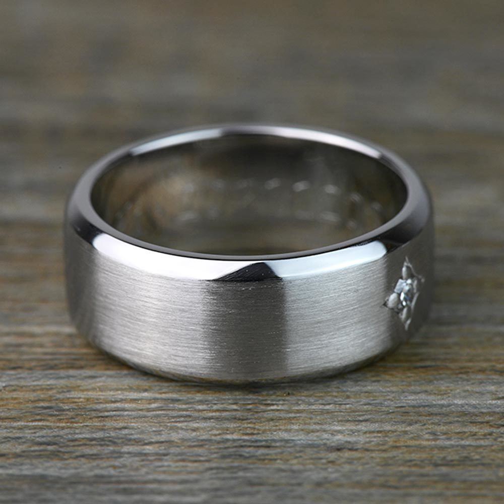 Custom Diamond Star Satin-Finish Mens Engagement Ring angle 3