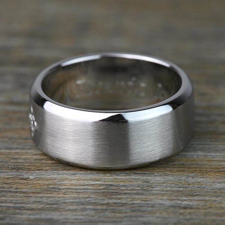 Custom Diamond Star Satin-Finish Mens Engagement Ring angle 2