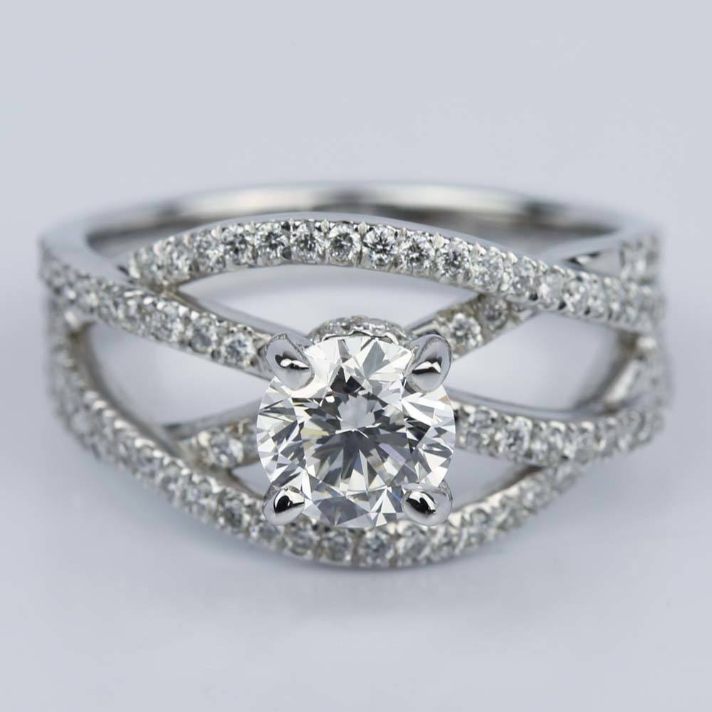 Double Cross Split Shank Diamond Engagement Ring (0.91 ct.)