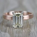 Emerald Cut Diamond Flat Solitaire Engagement Ring in Rose Gold - small