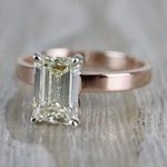 Emerald Cut Diamond Flat Solitaire Engagement Ring in Rose Gold - small angle 2