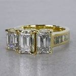 Emerald Three Diamond Art Deco Engagement Ring - small angle 2