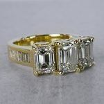 Emerald Three Diamond Art Deco Engagement Ring - small angle 3