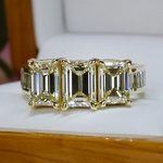 Emerald Three Diamond Art Deco Engagement Ring - small angle 5