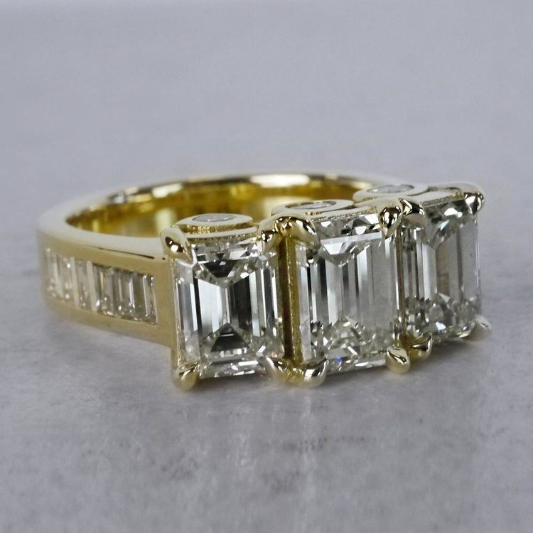 Emerald Three Diamond Art Deco Engagement Ring angle 3