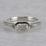 East West Emerald Cut Diamond Solitaire Engagement Ring - small