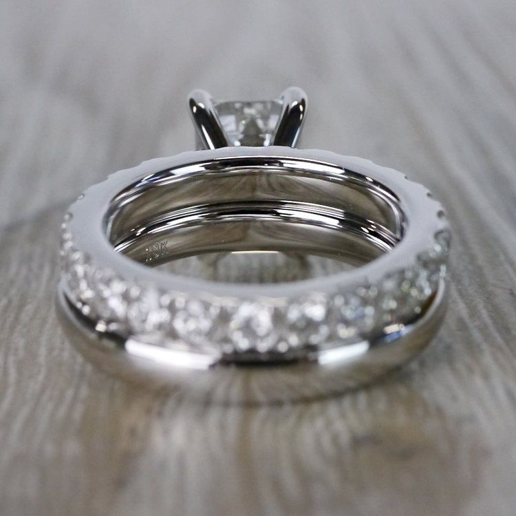 Extraordinary Emerald Cut Diamond Ring with Matching Eternity Band angle 4