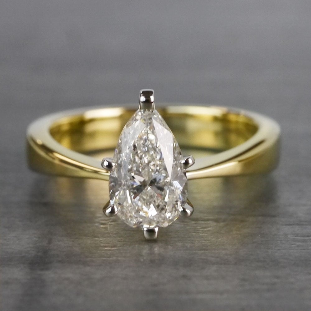 Flat Solitaire Pear Shaped Diamond Ring