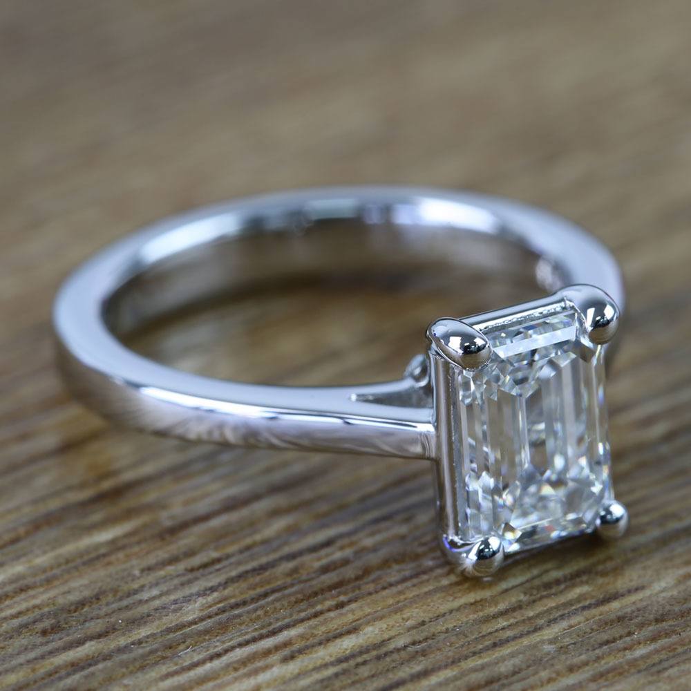 1.5 Ct. Emerald Cut Diamond Ring | Petite Cathedral Setting