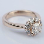 Rose Gold Floral Diamond Halo Engagement Ring - small angle 3