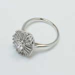 Art Deco Oval Diamond Ring With Floral Halo In White Gold - small angle 4
