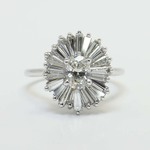 Art Deco Oval Diamond Ring With Floral Halo In White Gold - small