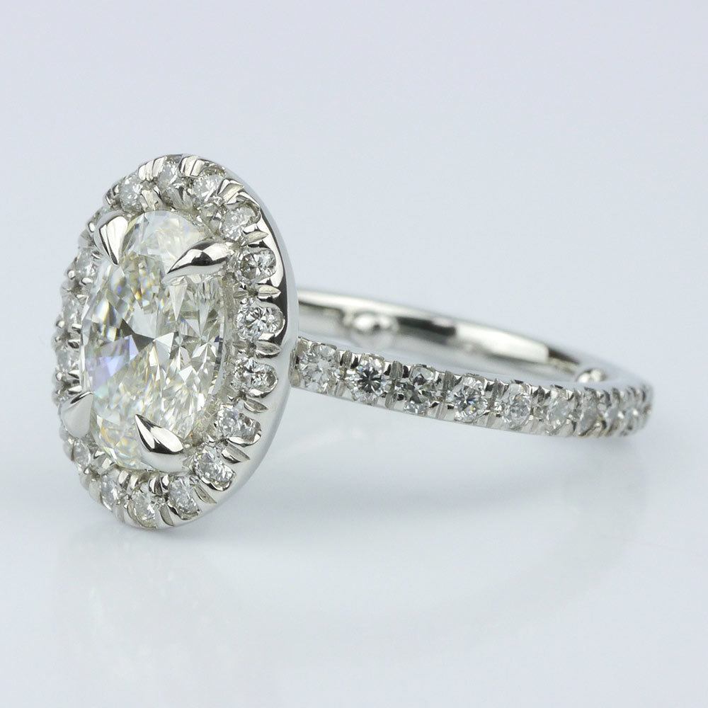 French Cut Pave Halo Ring with Claw Prongs (1.70 ct.) angle 2