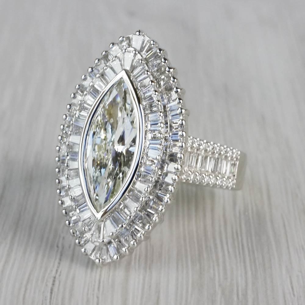 Halo Baguette And Marquise Diamond Ring angle 2