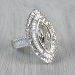 Halo Baguette And Marquise Diamond Ring - small angle 3