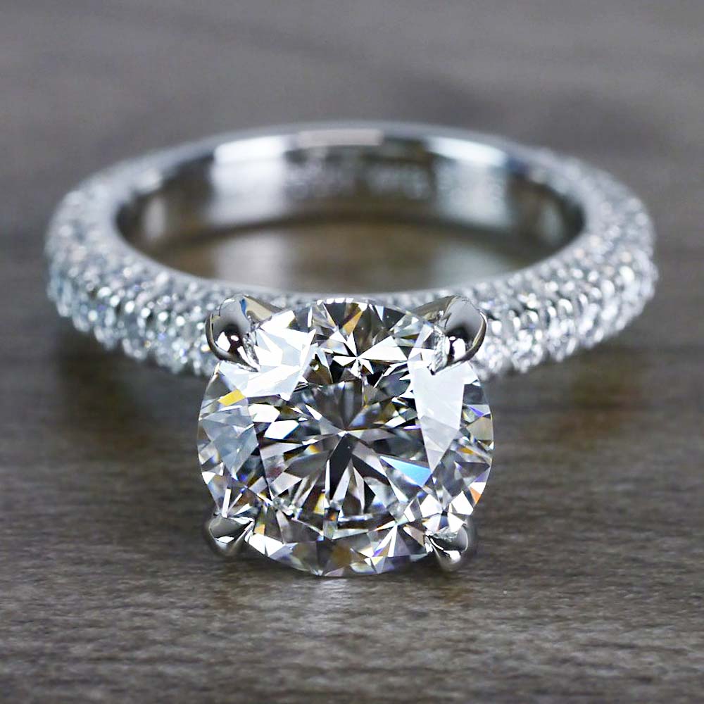 Gleaming 3 Carat Diamond Engagement Ring - Pave Set