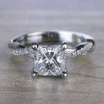 Grand Princess Cut Diamond Twisted Vine Engagement Ring - small