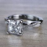 Grand Princess Cut Diamond Twisted Vine Engagement Ring - small angle 2