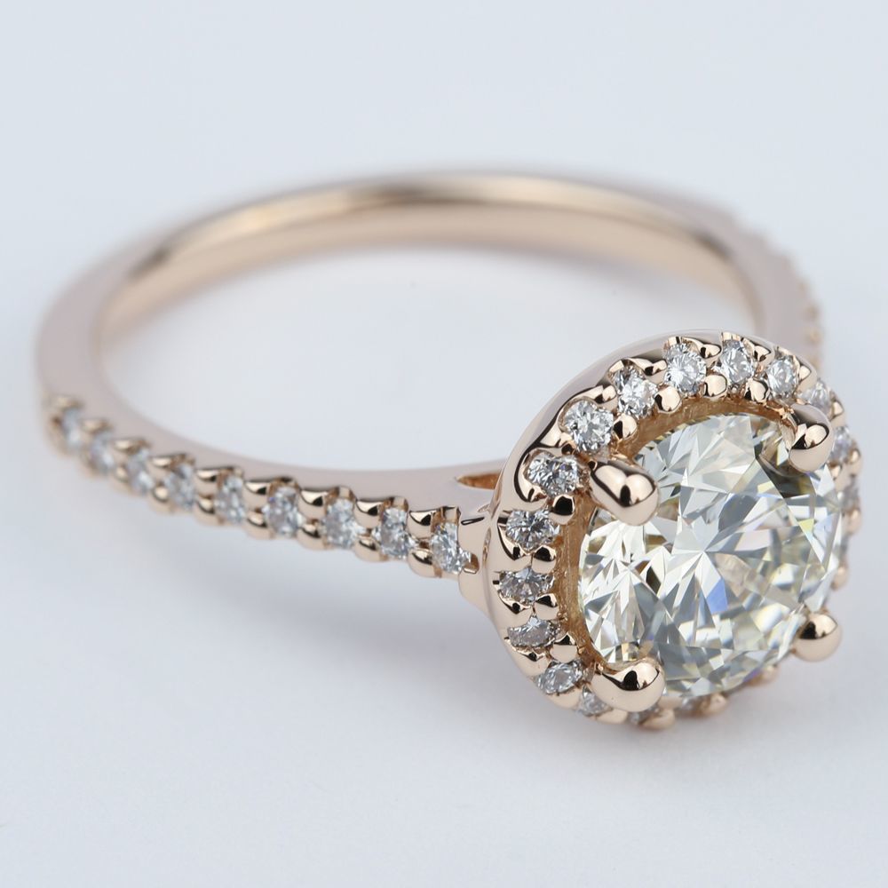 Diamond Engagement Ring in Rose Gold with M Color Diamond