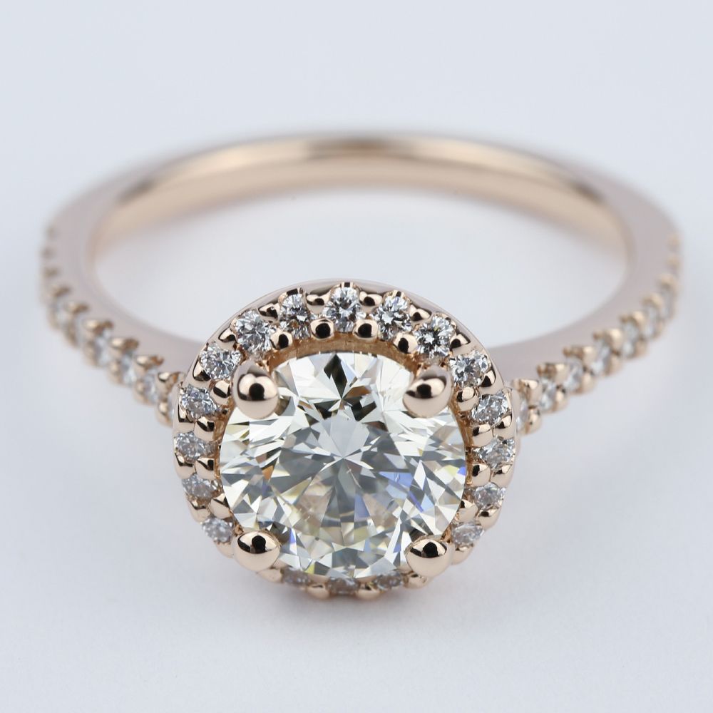 Diamond Engagement Ring in Rose Gold with M Color Diamond