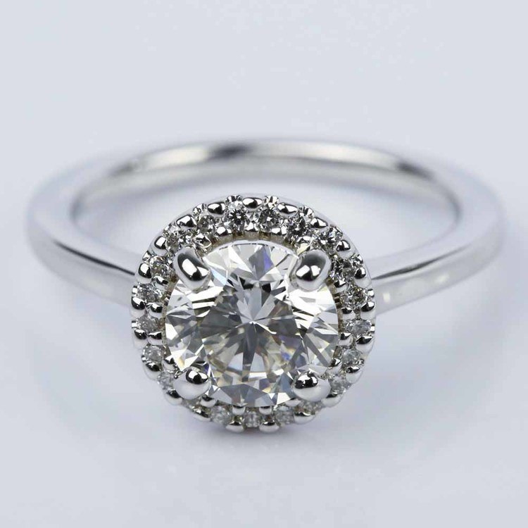 Halo Engagement Ring with K Color Center Diamond