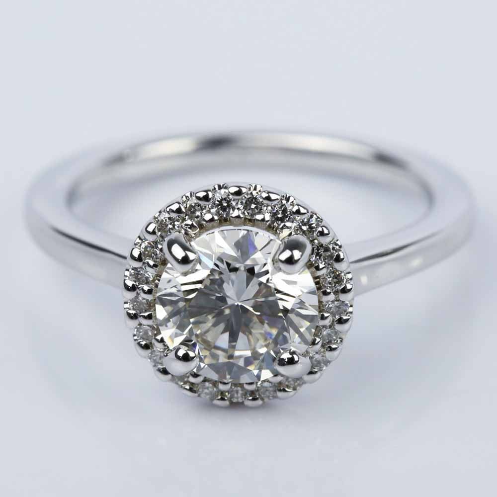 Halo Engagement  Ring  with K Color Center Diamond