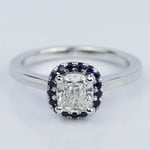 Halo Sapphire Cushion Cut Diamond Engagement Ring (0.97 ct.)  - small