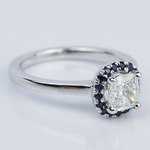 Halo Sapphire Cushion Cut Diamond Engagement Ring (0.97 ct.)  - small angle 3