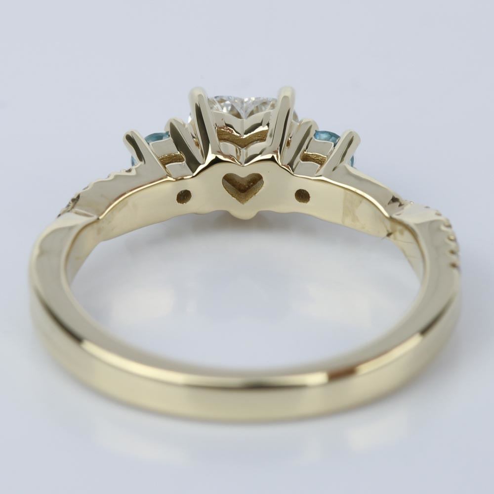 Heart Diamond & Topaz Gem Custom Engagement Ring angle 4