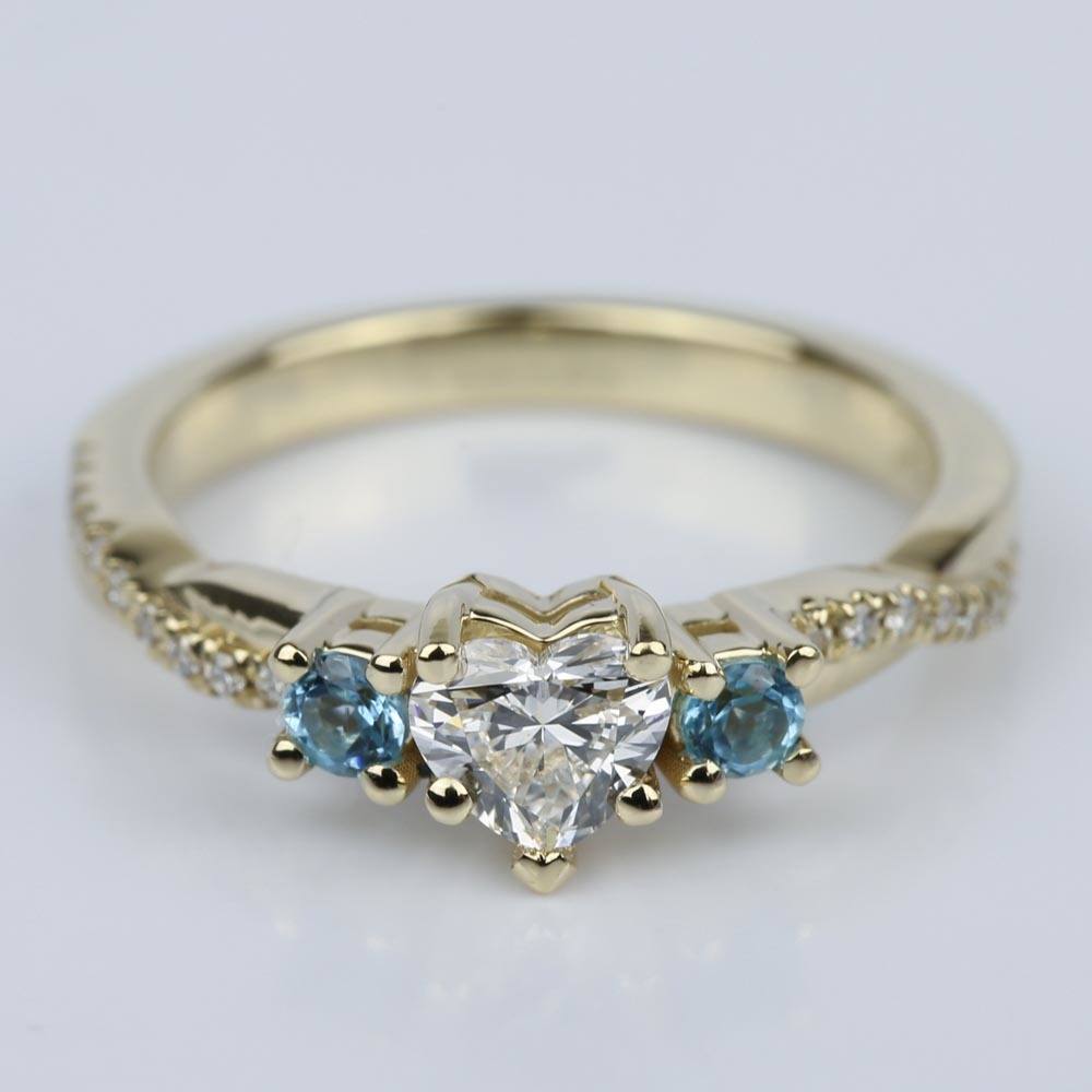 Heart Diamond & Topaz Gem Custom Engagement Ring