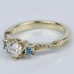 Heart Diamond & Topaz Gem Custom Engagement Ring - small angle 2