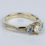 Heart Diamond & Topaz Gem Custom Engagement Ring - small angle 3