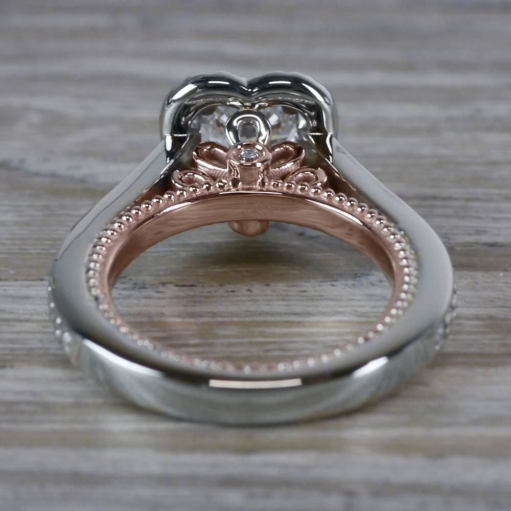 Heavenly Halo Heart Shaped Diamond Ring in White & Rose Gold angle 4