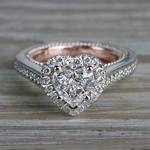 Heavenly Halo Heart Shaped Diamond Ring in White & Rose Gold - small