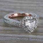 Heavenly Halo Heart Shaped Diamond Ring in White & Rose Gold - small angle 3