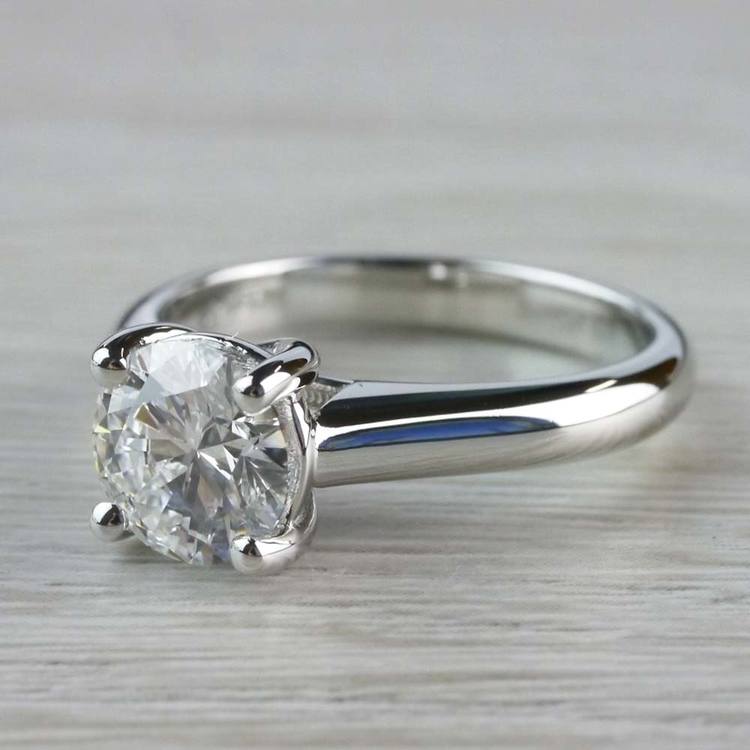 Custom Cross Prong Round Diamond Engagement Ring In Platinum