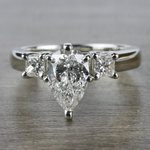 Pear Shaped Diamond Ring With Side Stones In White Gold - small