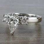 Pear Shaped Diamond Ring With Side Stones In White Gold - small angle 2