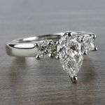 Pear Shaped Diamond Ring With Side Stones In White Gold - small angle 3
